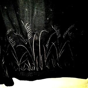 Lord & Taylor black dress with raised floral design bottom of dress size PL